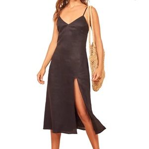Reformation Brianna side slit linen dress